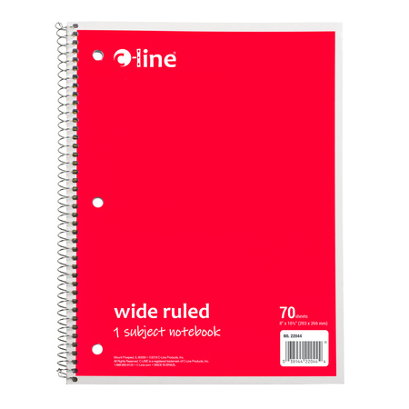 C-LINE PRODUCTS 1-Subject Notebook, Wide Ruled, Red, PK24 22044-CT